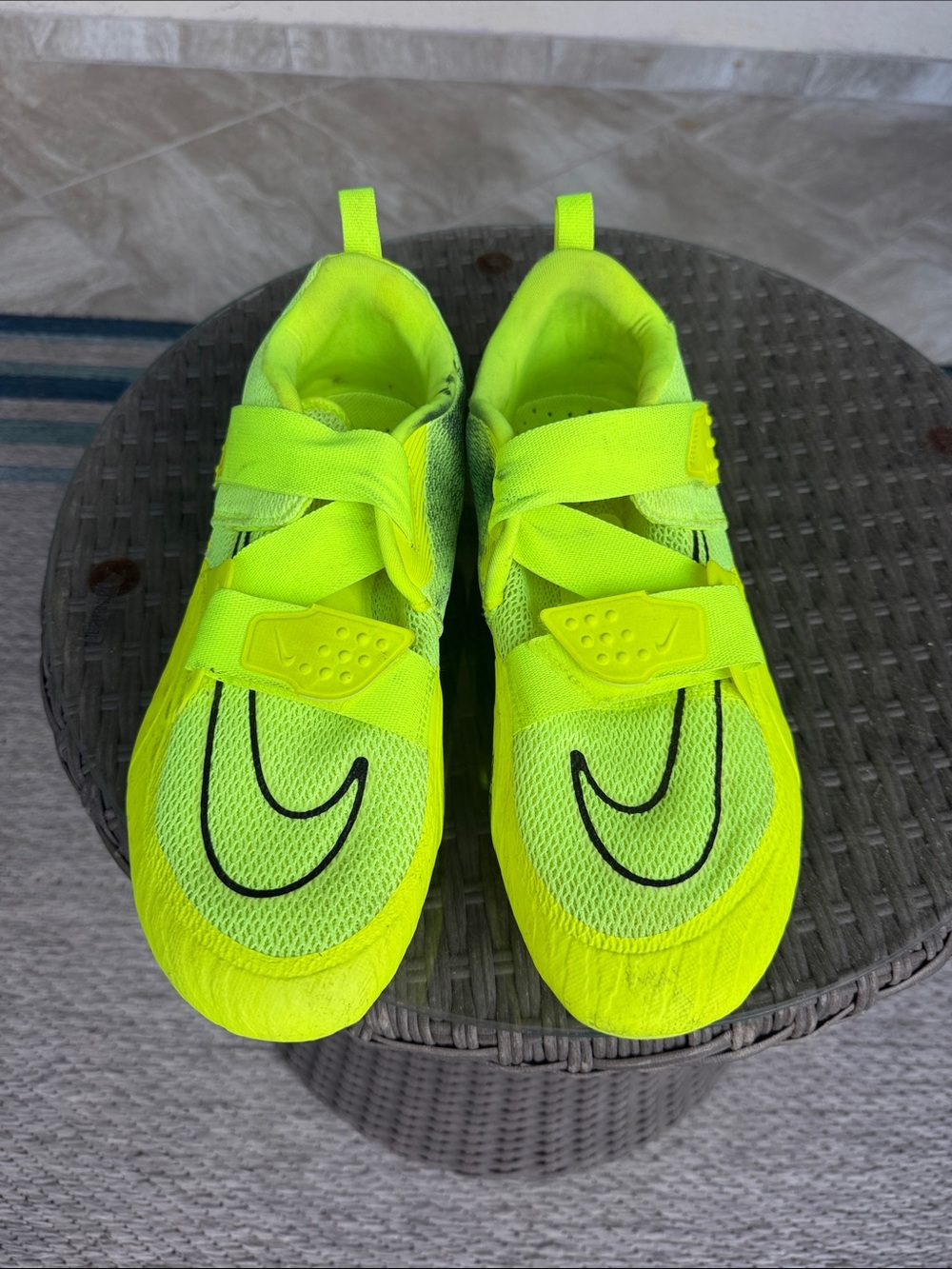 Nike Neon Yellow Velcro Cycling Shoes